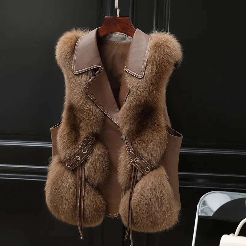 Kelsey Women's Faux Fur Vest – Elegant Vest with Adjustable Fit & Soft Lining