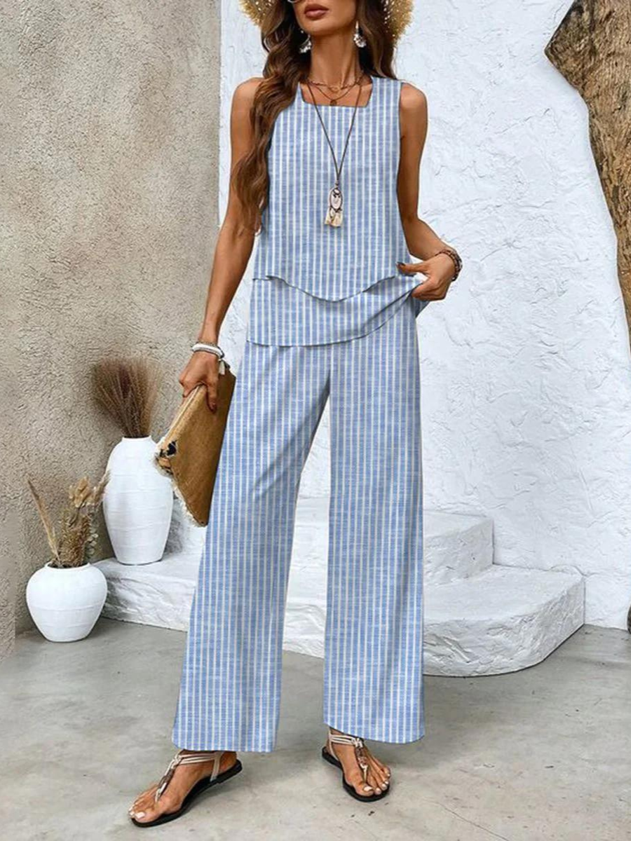 Sophia Ensemble Femme – Ensemble Élégant à Imprimé Floral avec Haut et Pantalon Confortable