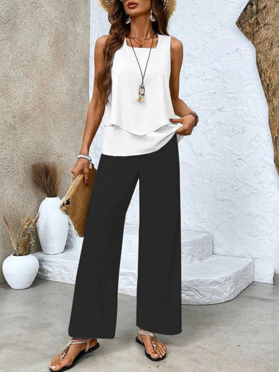 Sophia Ensemble Femme – Ensemble Élégant à Imprimé Floral avec Haut et Pantalon Confortable