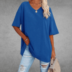 Natalie T-Shirt Oversize Femme – Col en V Élégant avec Coupe Ample et Tissu Respirant
