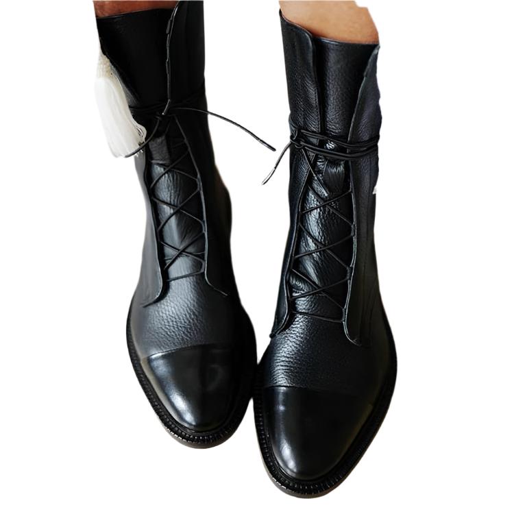 Hailey Women's Leather Boots – Elegant Lace-Up Ankle Boots with Side Zip and Comfortable Heel
