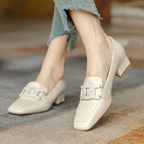 Selora Mocassins Femme Mary Jane – Chaussures en Cuir Véritable avec Talon Épais et Confort Optimal