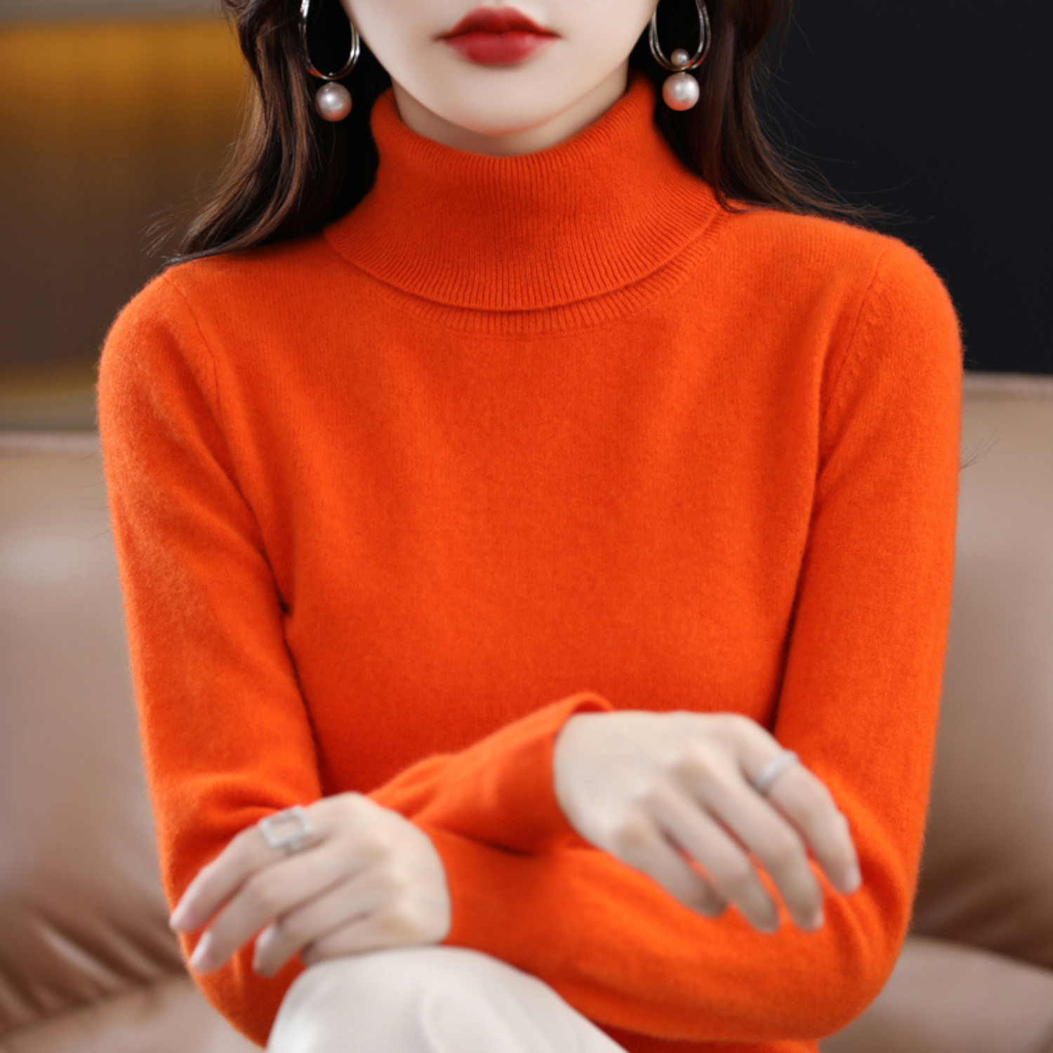 Olivia Women's Cashmere Turtleneck Sweater – Soft and Elegant 100% Premium Cashmere Sweater