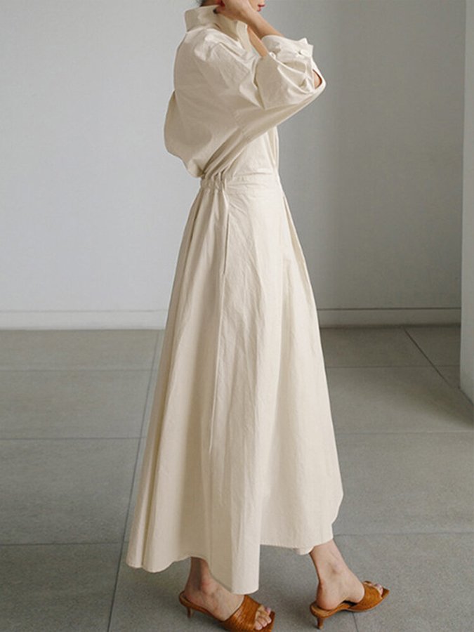 Zoé Robe Midi Femme – Robe Boutonnée Élégante à Coupe Fluide & Tissu Léger Intemporel