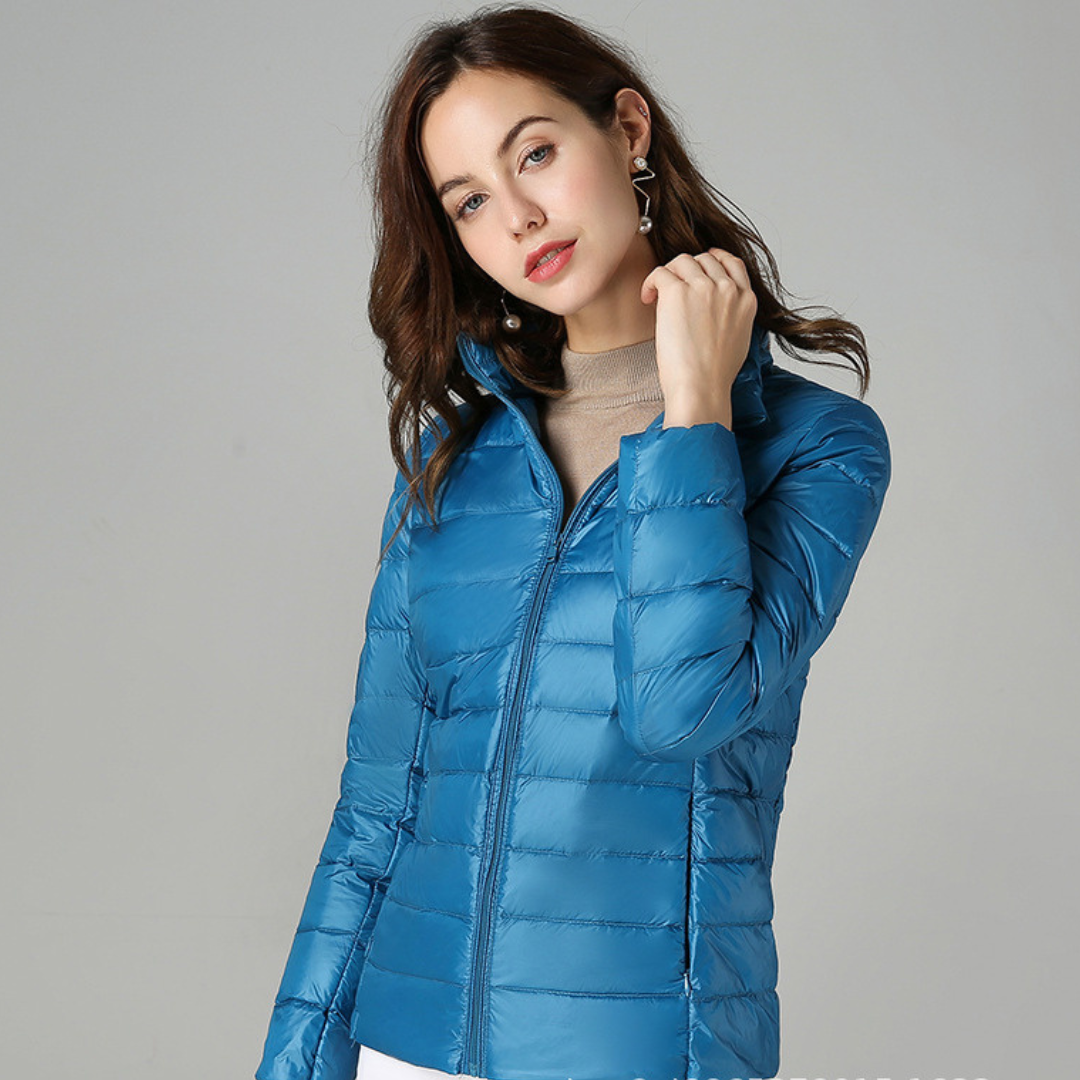 Rachel Veste Femme – Doudoune Ultra-Légère Imperméable avec Col Montant et Pochette de Rangement