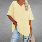 Natalie T-Shirt Oversize Femme – Col en V Élégant avec Coupe Ample et Tissu Respirant