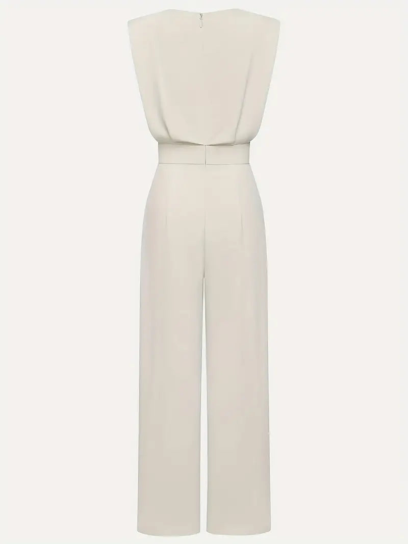 Camille Women's Jumpsuit – Elegant Lightweight Fabric High-Waisted Straight-Leg Jumpsuit