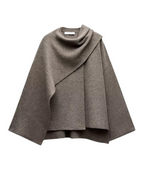 Colette Women's Wool Poncho – Elegant Asymmetrical Poncho with Cozy Warmth