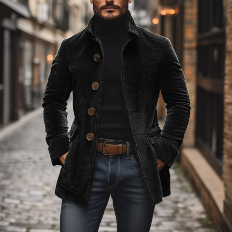 Nathan Men's Corduroy Jacket – Slim Fit Elegant Jacket with Stand-Up Collar