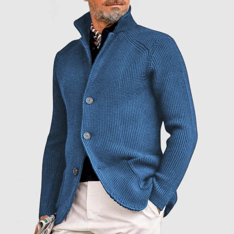 Jacob Veste Homme Élégante – Maille Texturée avec Col Montant & Coupe Moderne