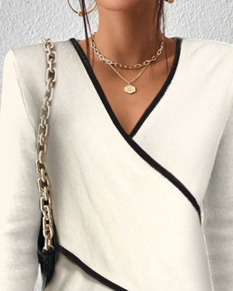 Aurora Pull Femme Col en V – Pull Élégant en Maille Douce avec Coupe Confortable