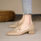 Selora Mocassins Femme Mary Jane – Chaussures en Cuir Véritable avec Talon Épais et Confort Optimal