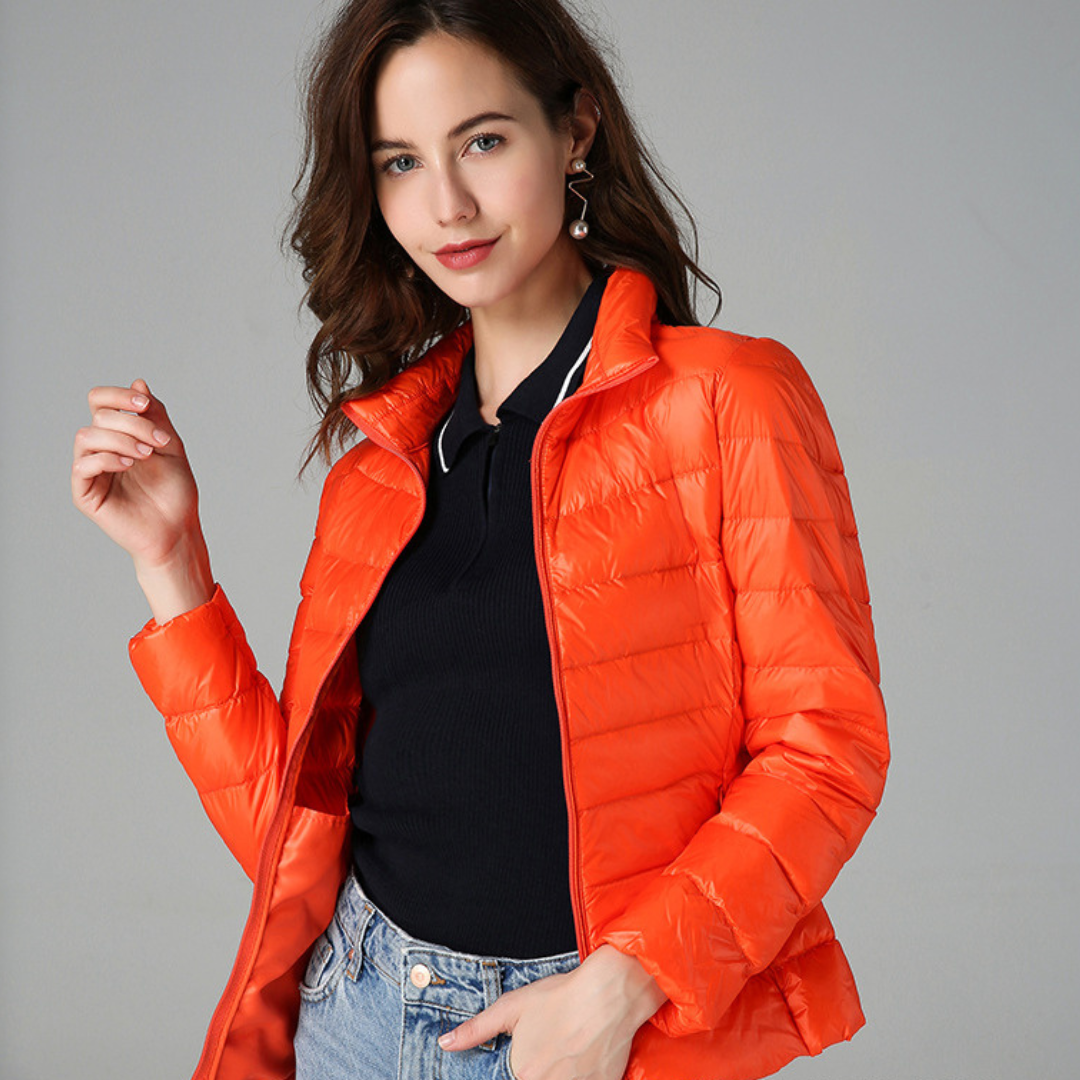 Rachel Veste Femme – Doudoune Ultra-Légère Imperméable avec Col Montant et Pochette de Rangement