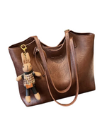 Valérie Borsa Shopper Donna Vintage – Grande Borsa in Pelle Vegana con Ciondolo Rimovibile