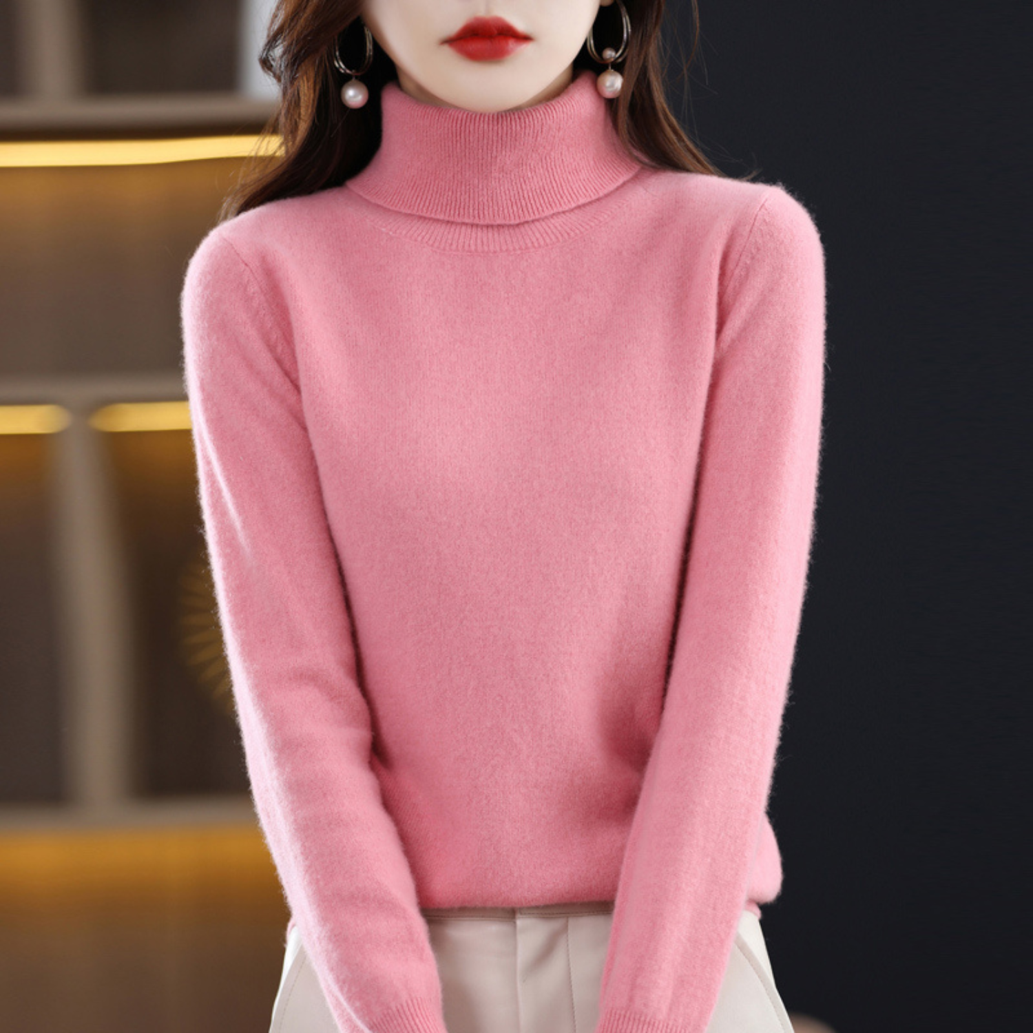 Olivia Women's Cashmere Turtleneck Sweater – Soft and Elegant 100% Premium Cashmere Sweater