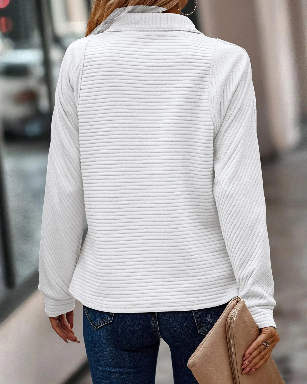Ysandre Suéter de Mujer de Punto Acanalado – Suéter Ligero con Cuello Elegante con Cremallera y Ajuste Cómodo