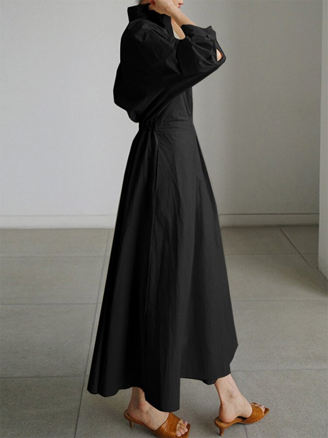 Zoé Robe Midi Femme – Robe Boutonnée Élégante à Coupe Fluide & Tissu Léger Intemporel