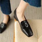Selora Mocassins Femme Mary Jane – Chaussures en Cuir Véritable avec Talon Épais et Confort Optimal