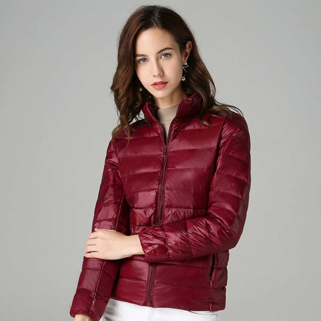 Rachel Veste Femme – Doudoune Ultra-Légère Imperméable avec Col Montant et Pochette de Rangement