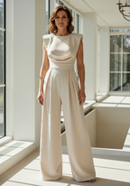Camille Women's Jumpsuit – Elegant Lightweight Fabric High-Waisted Straight-Leg Jumpsuit
