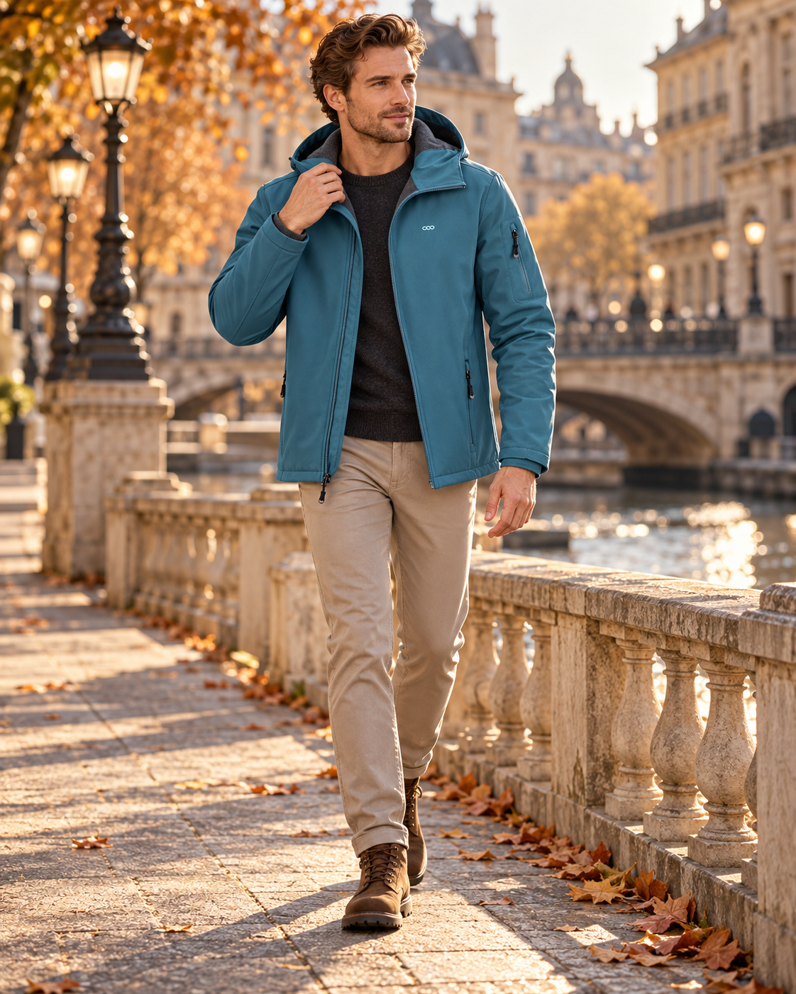 Daniel Manteau Softshell Imperméable avec Capuche – Veste Outdoor Légère à Doublure Polaire
