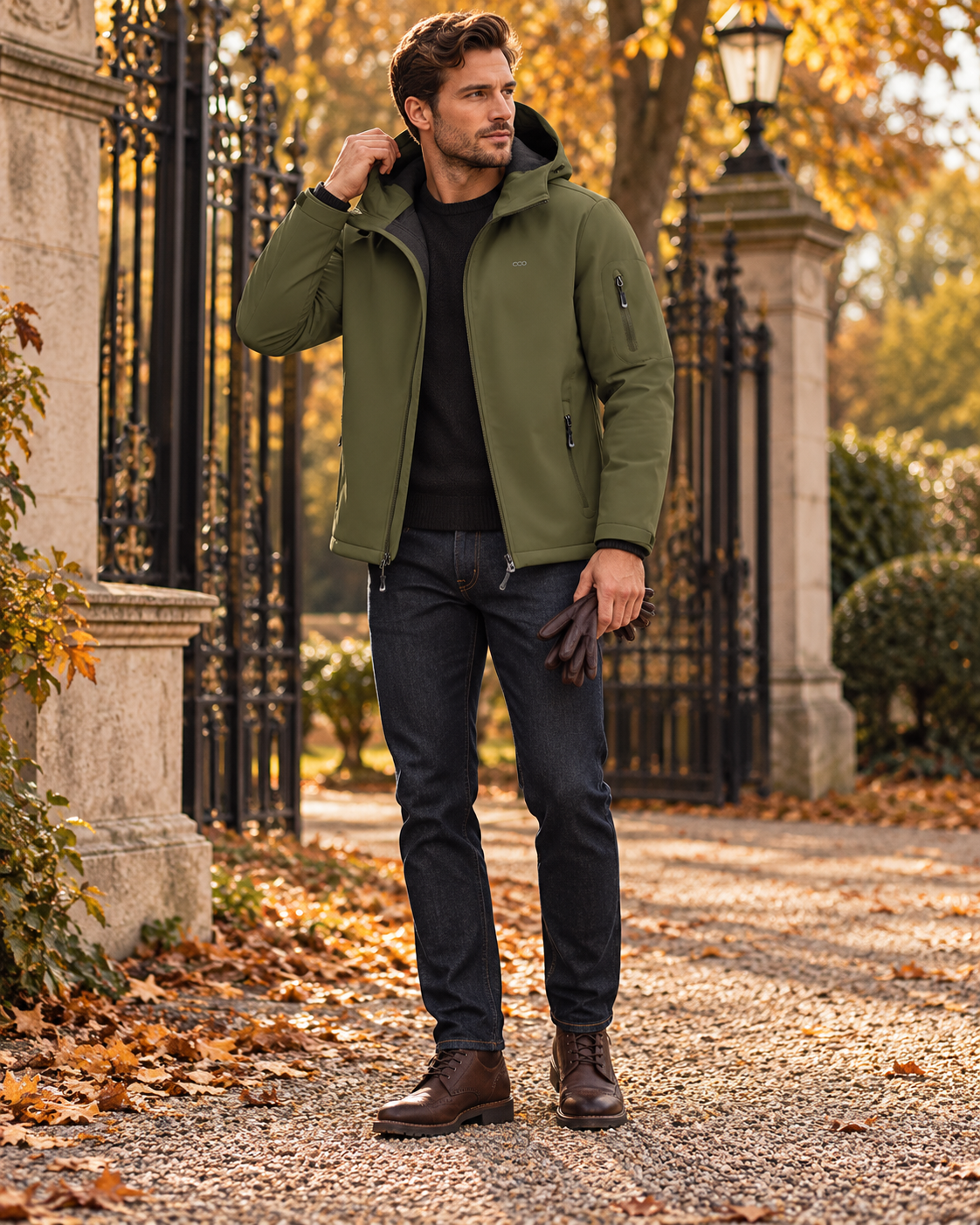 Daniel Manteau Softshell Imperméable avec Capuche – Veste Outdoor Légère à Doublure Polaire