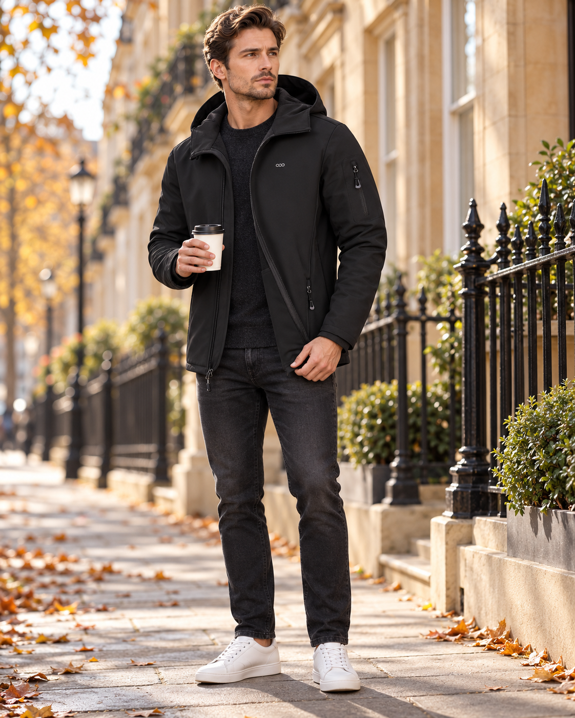 Daniel Manteau Softshell Imperméable avec Capuche – Veste Outdoor Légère à Doublure Polaire