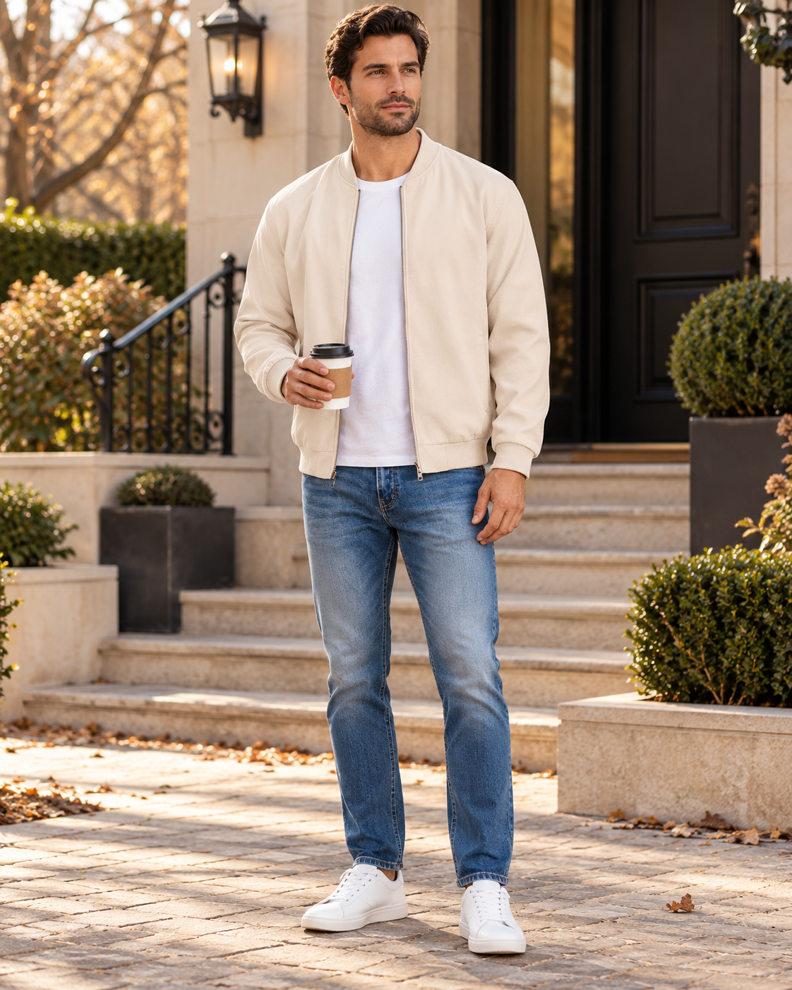Evander Blouson Aviateur Homme Léger – Veste Bomber Casual à Fermeture Zip Intégrale
