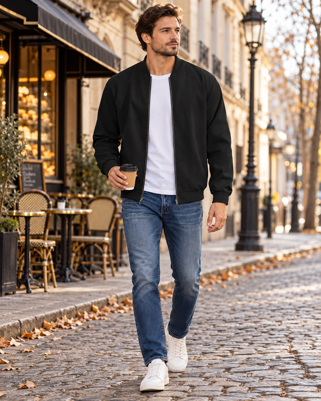 Evander Blouson Aviateur Homme Léger – Veste Bomber Casual à Fermeture Zip Intégrale