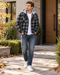 Darius Chemise en Flanelle à Carreaux avec Capuche Homme – Coton Brossé à Carreaux Buffalo, Surchemise Boutonnée à Manches Longues