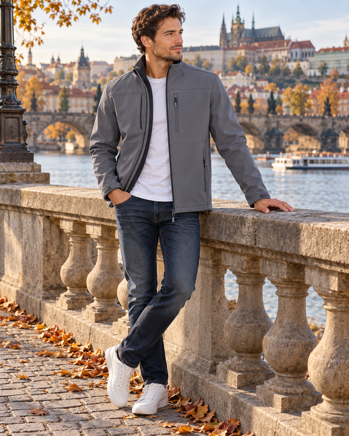 Elias Veste Softshell Légère Homme – Coupe-Vent Outdoor à Trois Couches, Couche Imperméable Doublée Polaire