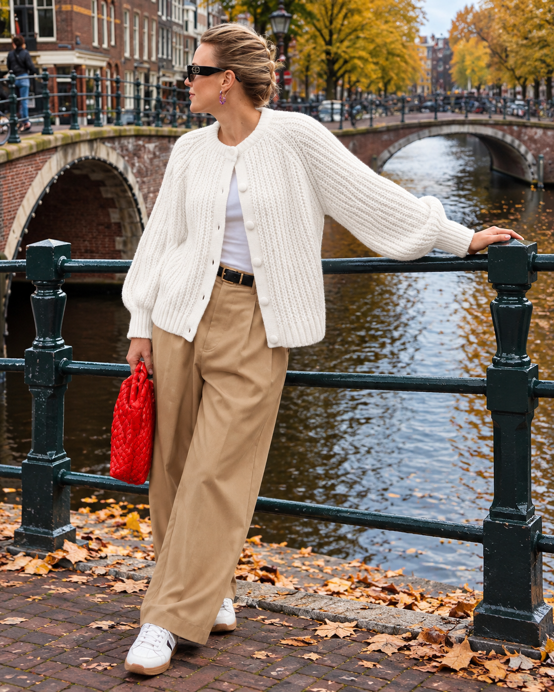 Hanneli Gilet Femme en Grosse Maille Boutonné – Col Rond et Coupe Ample