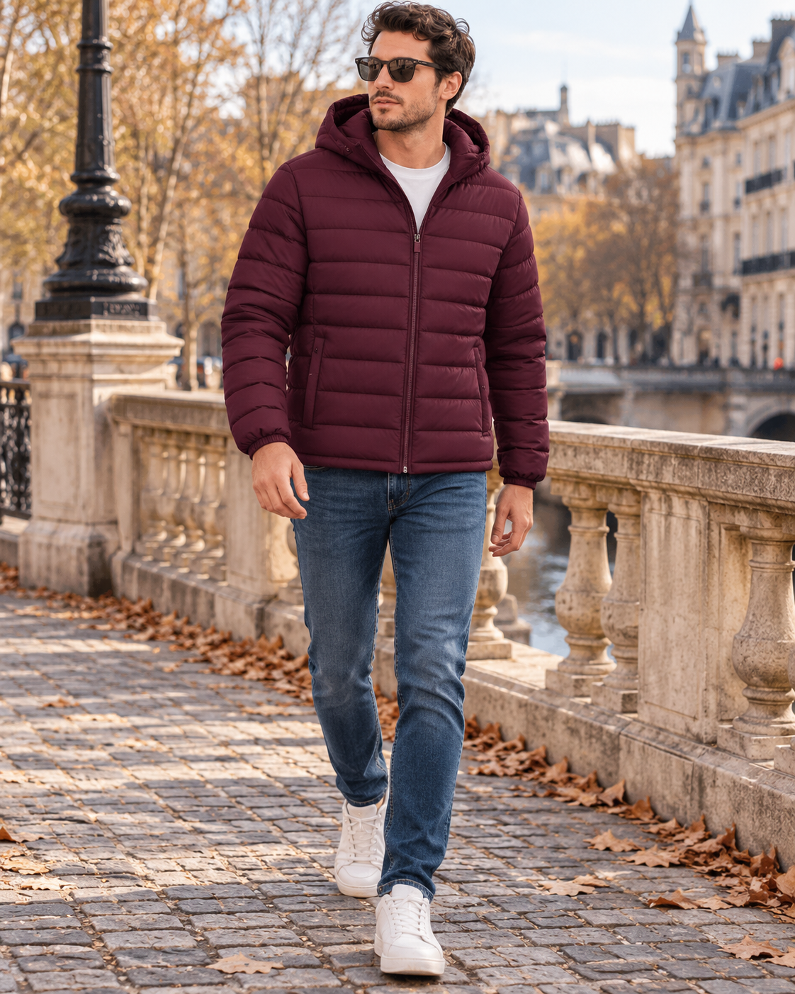 Zandro Doudoune Légère Homme à Capuche, Doublure Matelassée et Poches à Zip
