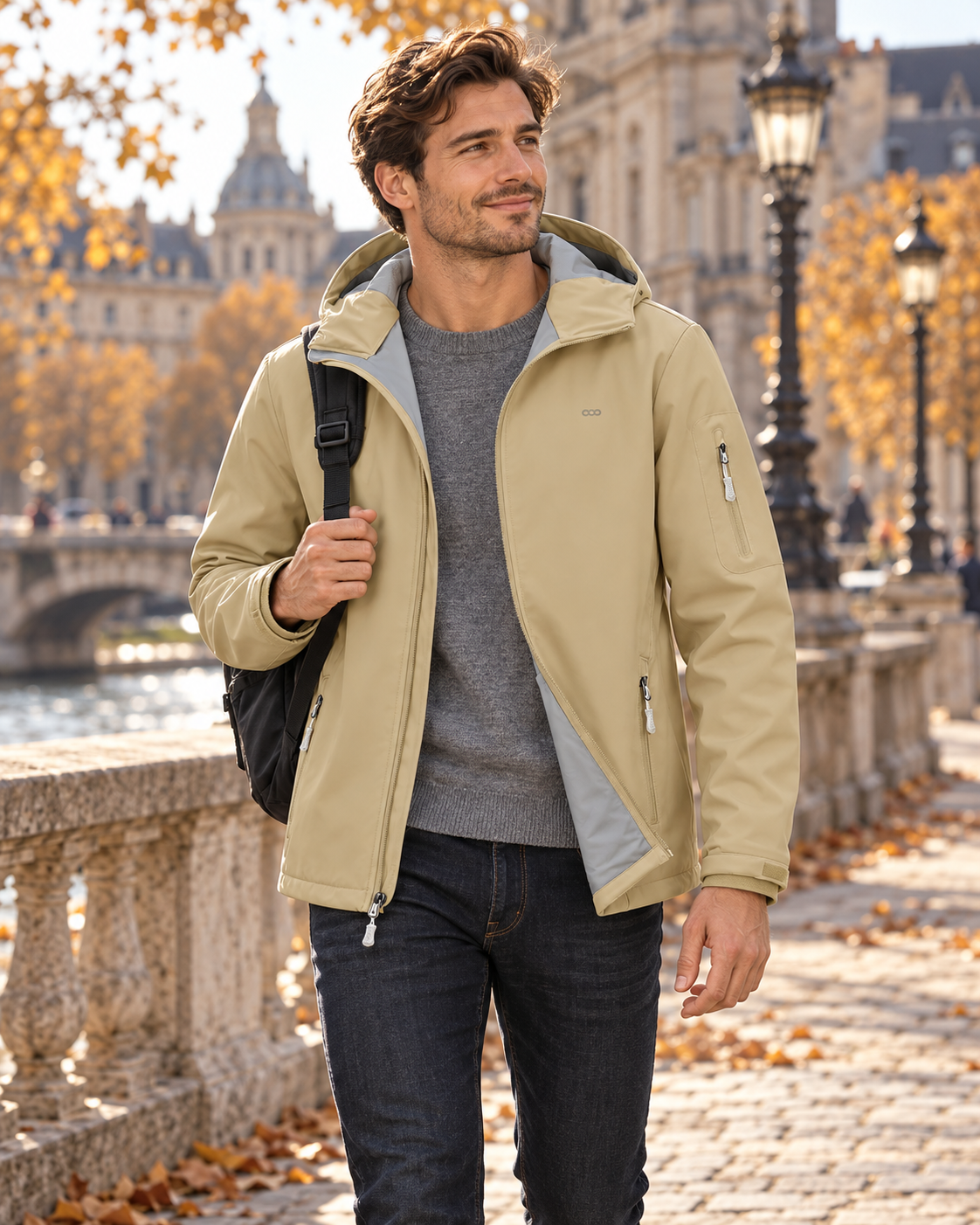 Enzo Veste Softshell Homme Imperméable - Capuche, Doublure Polaire et Poches Zippées