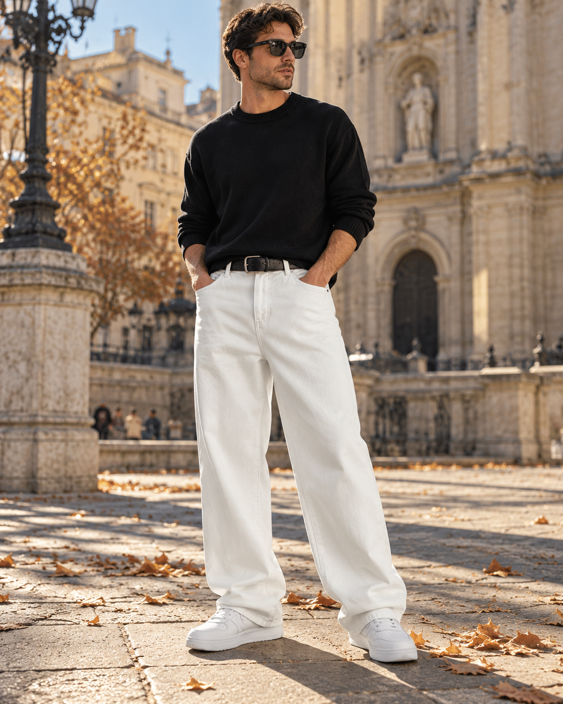 Nikolai Jean Baggy à Jambes Larges Homme – Denim Extensible 340 GSM, Coupe Streetwear Décontractée