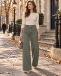 Ilaria Pantalon Jean Femme Taille Haute Jambes Larges – Denim Stretch Longueur Intégrale