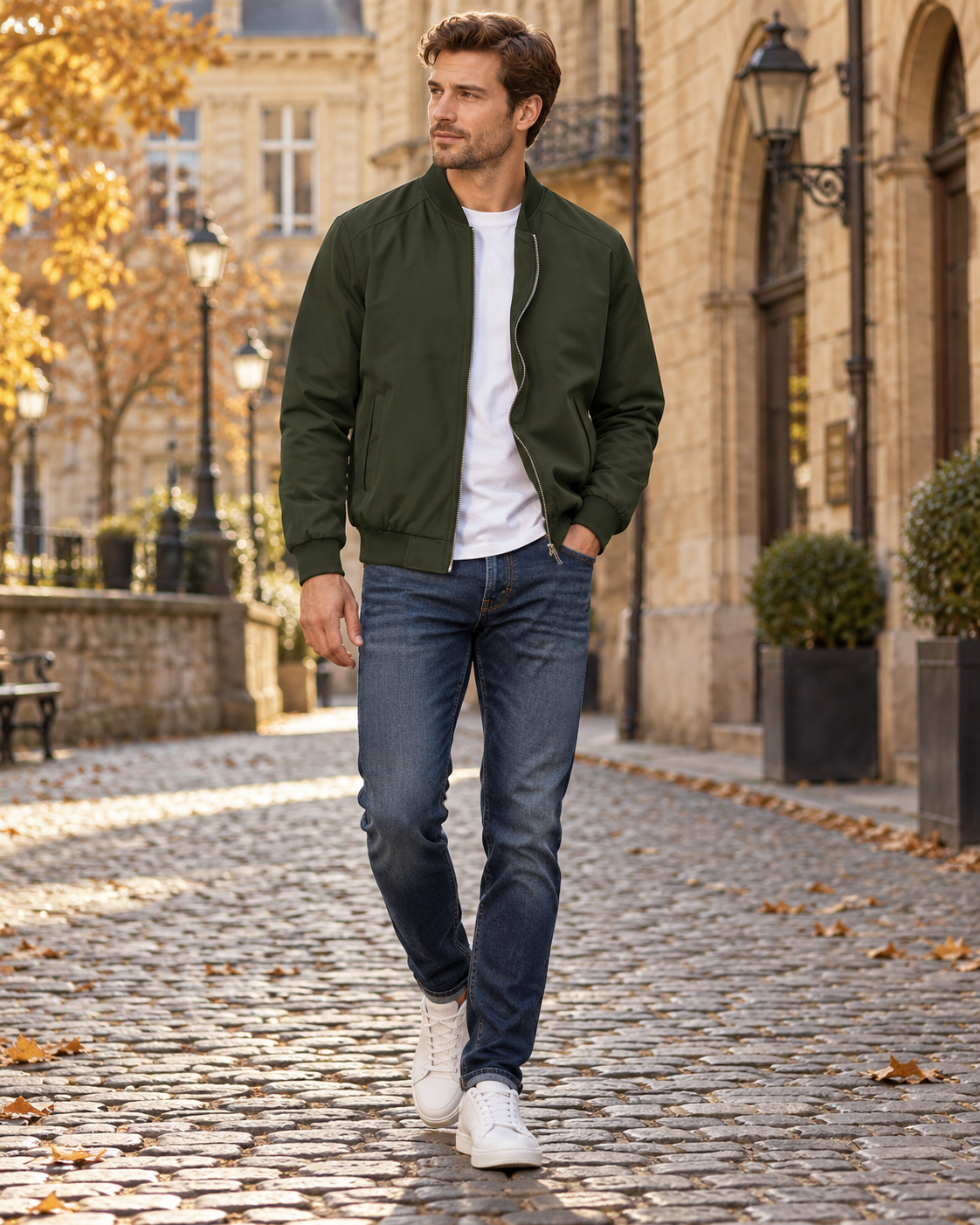 Cassian Blouson Bomber Léger Homme – Finitions Côtelées Classiques avec Poches, Coupe-Vent Zippé sur Toute la Longueur