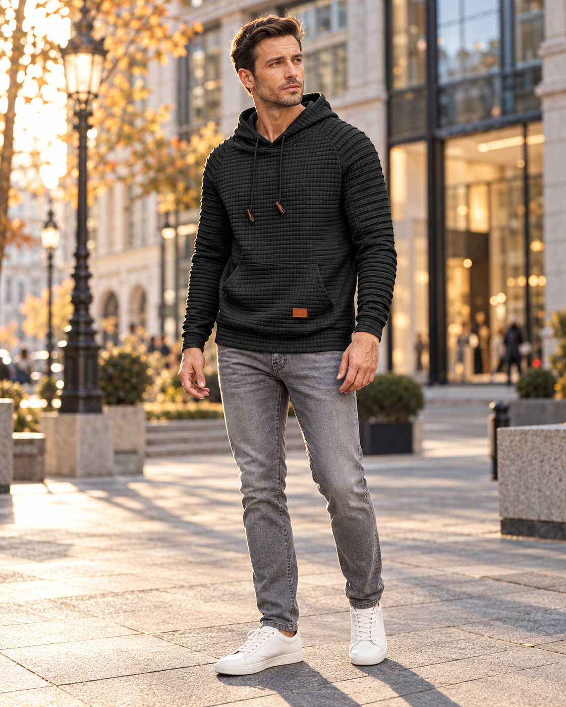 Harvey Sweat Homme à Capuche Texturé - Cordon de Serrage et Grande Poche Kangourou