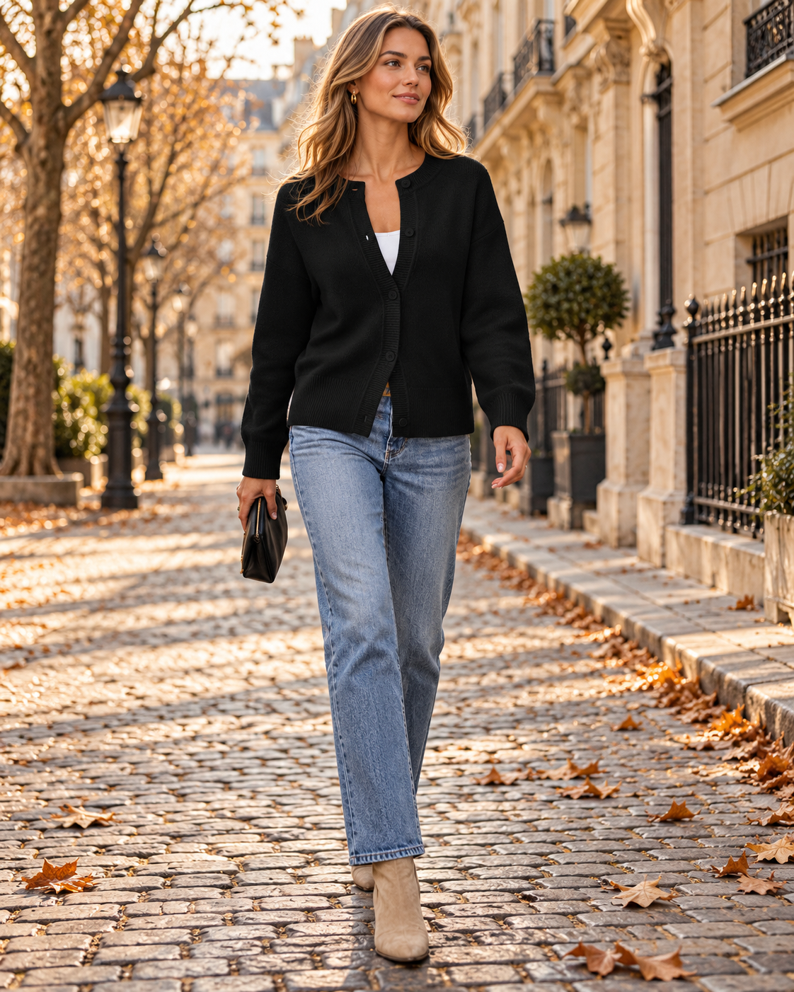Camille Pull Cardigan Oversize en Maille – Modèle Boutonné Manches Longues Épaules Tombantes