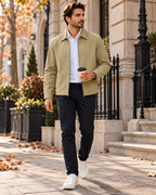Alonzo Veste Homme de Travail – Coton Mélangé, Zip Frontal, Col Rabattu et Trois Poches