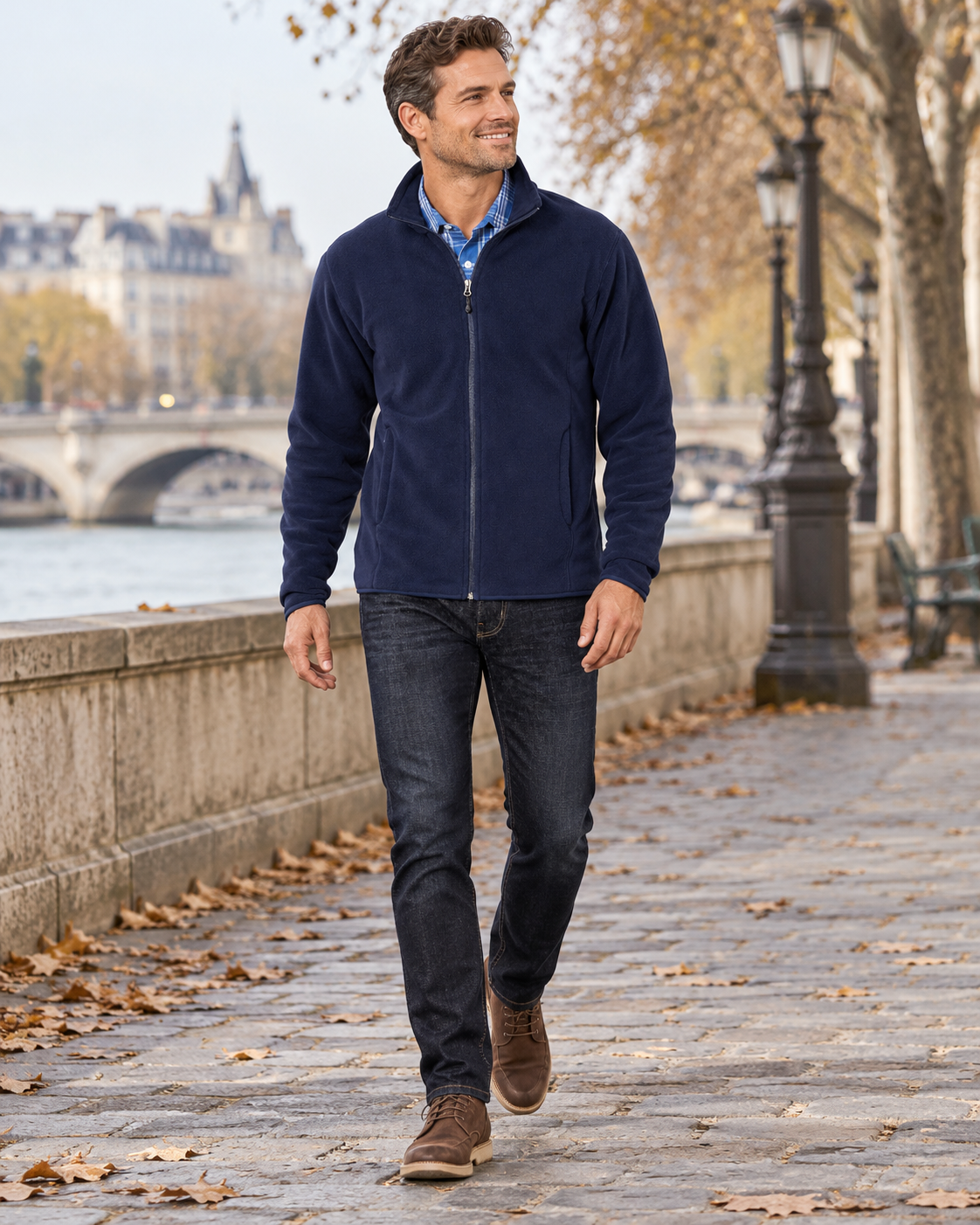 Kian Veste polaire homme douce à col montant avec zip frontal et deux poches zippées