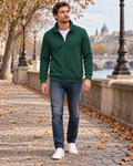 Bryan - Sweat pour homme à col modulable, maille effet sergé et fermeture zippée
