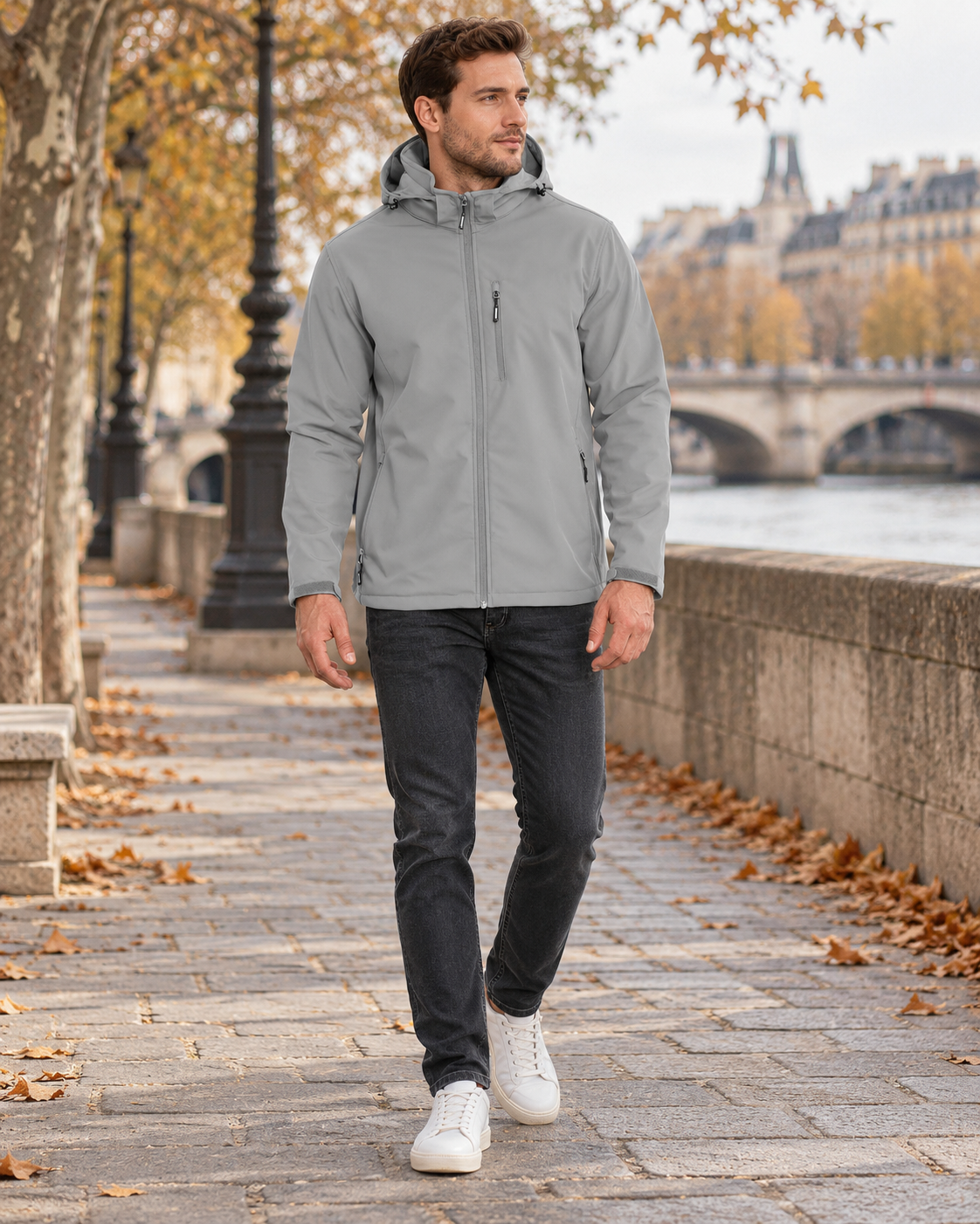 Cedrick Veste softshell homme doublée polaire à capuche réglable et poches zippées