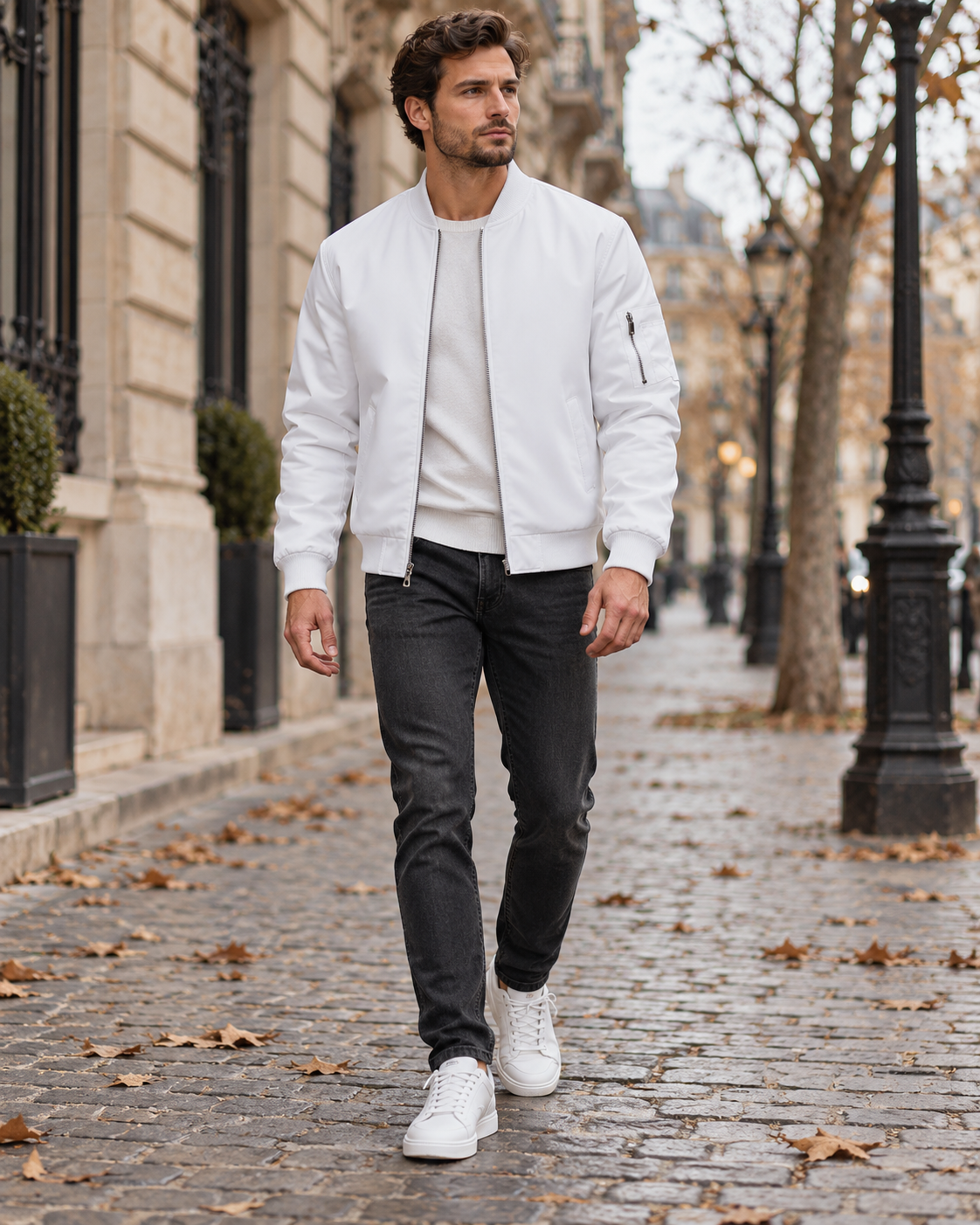 Darius - Bomber léger pour homme avec poches à zip, col côtelé et poignets en maille