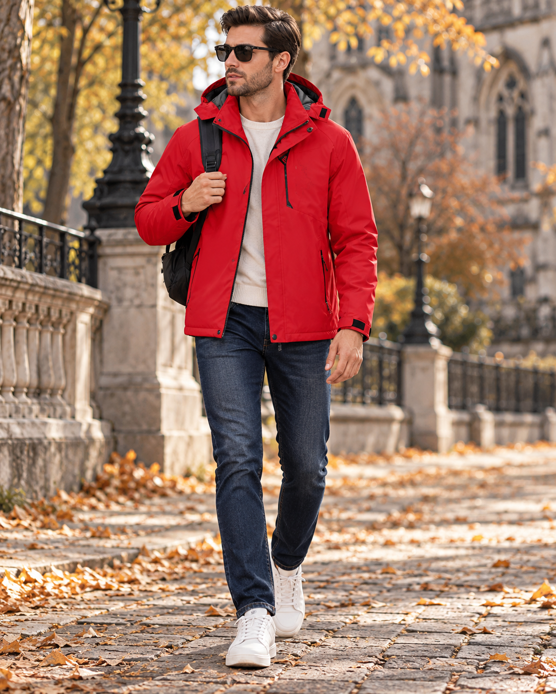 Emilio Veste Outdoor Homme – Imperméable, Coupe-Vent, Capuche Amovible et Doublure Mesh