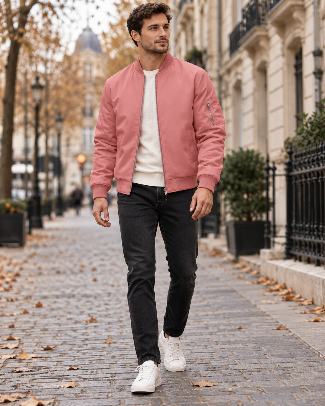 Darius Blouson bomber pour homme à col côtelé, fermeture zippée et poches utiles