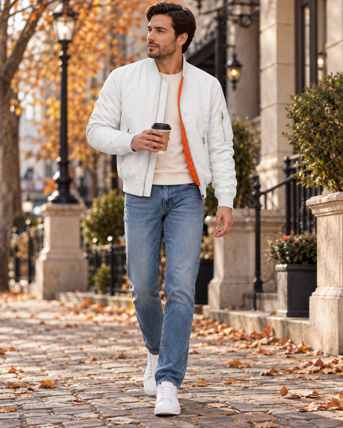 Felix Blouson Bomber Homme Chaud – Intérieur Matelassé, Zip Bronze et Nombreuses Poches
