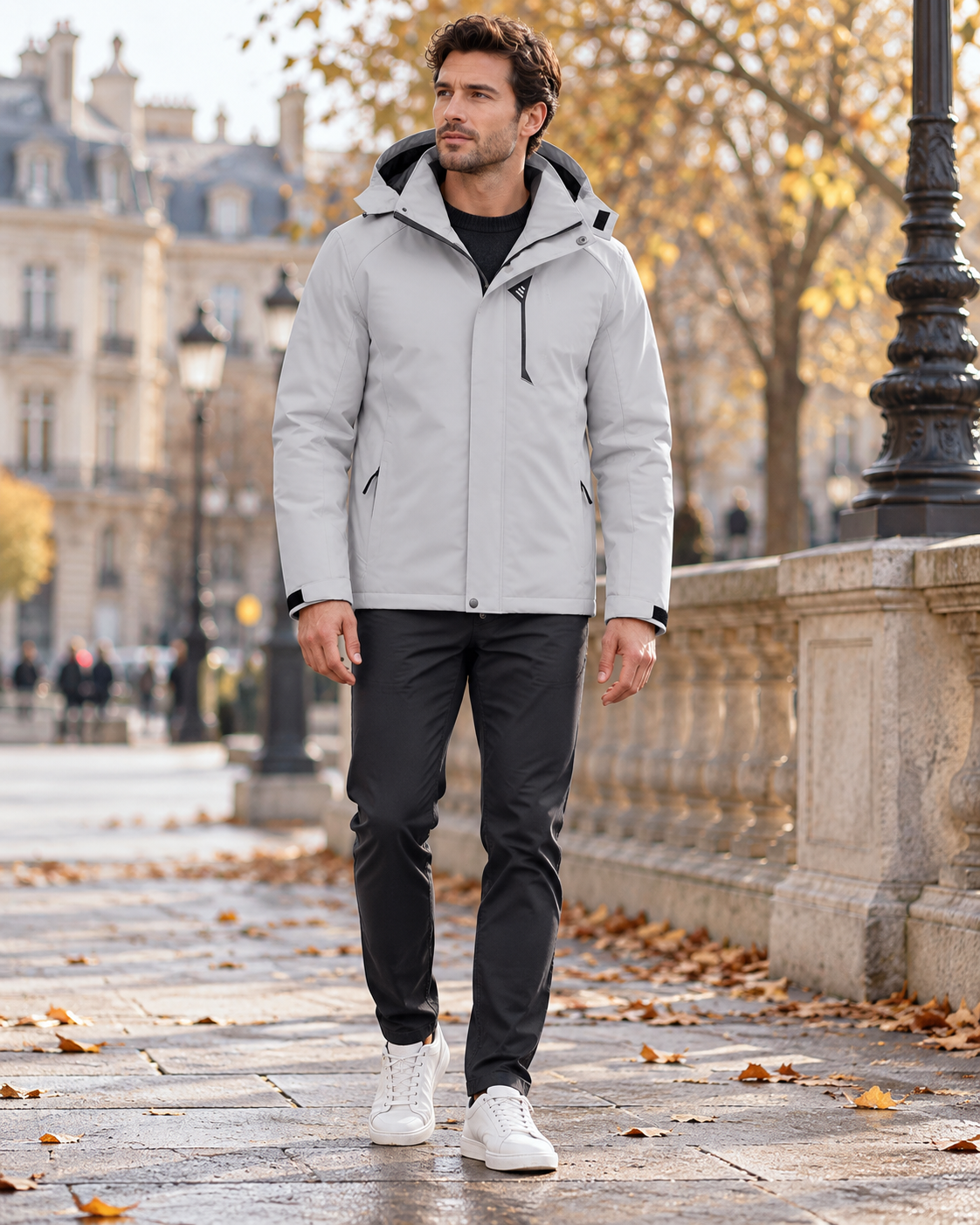Emilio Veste Outdoor Homme – Imperméable, Coupe-Vent, Capuche Amovible et Doublure Mesh