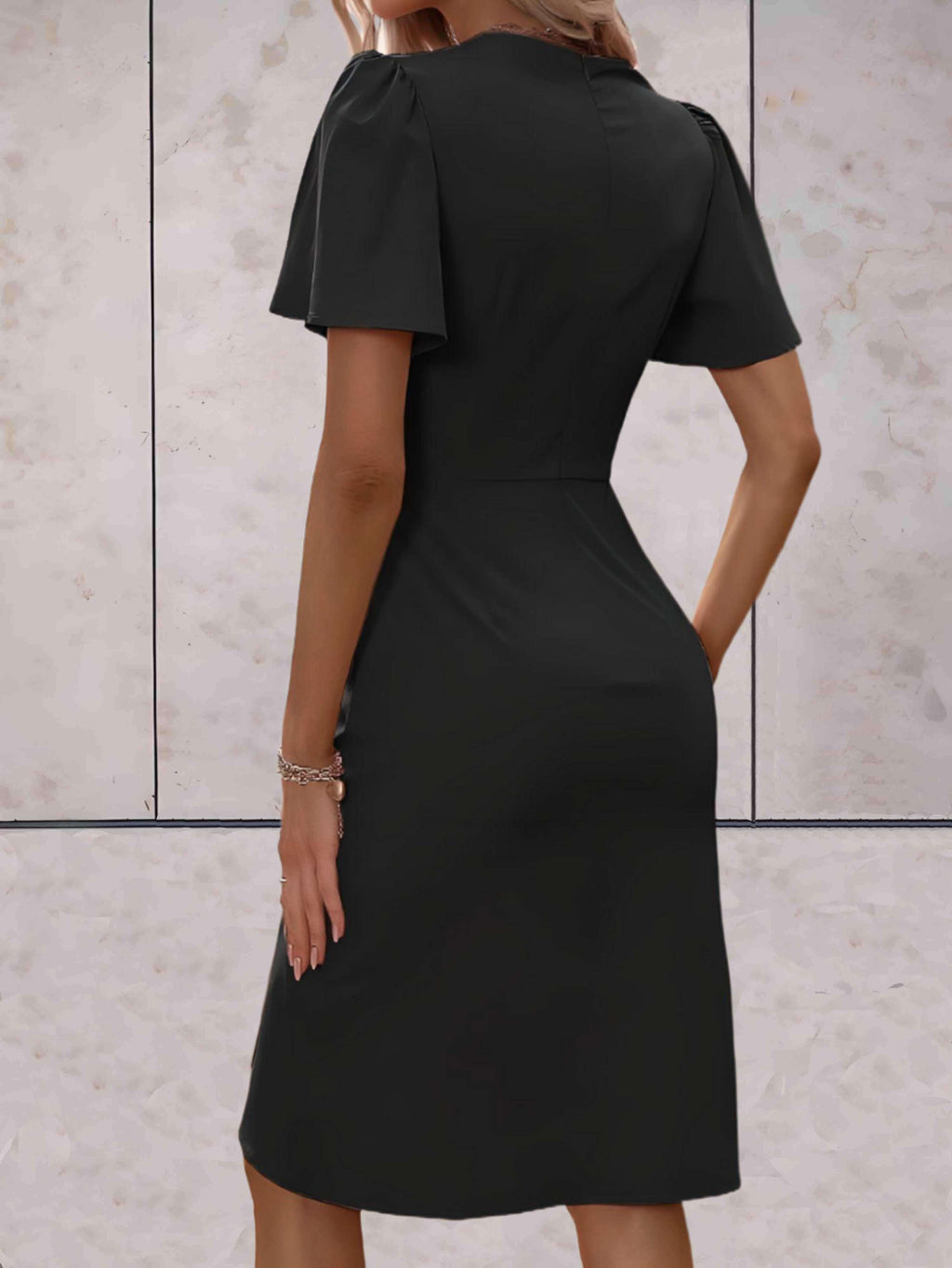 Evadne Women's Wrap Dress – Elegant Cross-Over Dress with V-Neck and Adjustable Fit