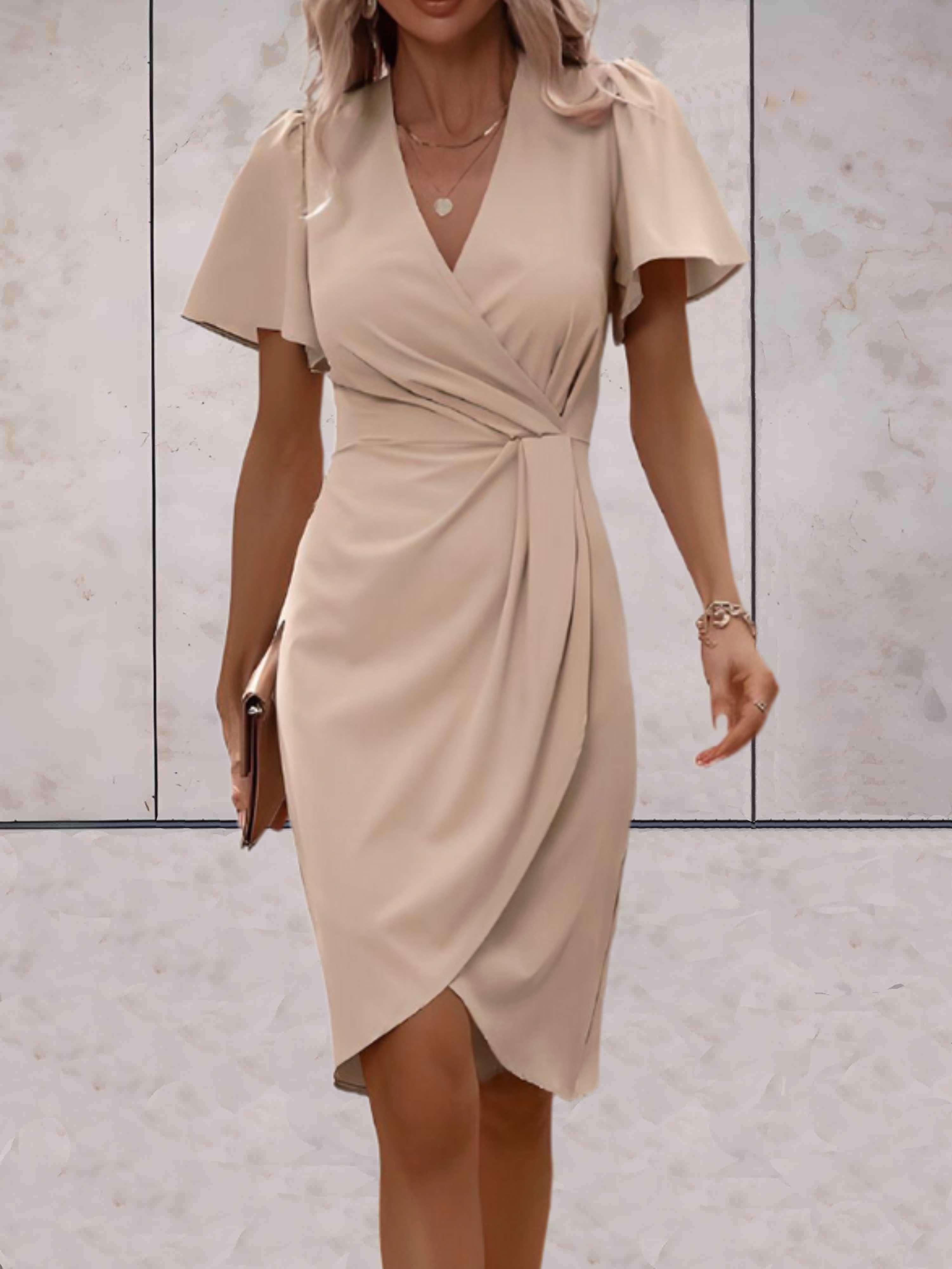 Evadne Robe Portefeuille Femme – Robe Croisée Élégante avec Col en V et Coupe Ajustable